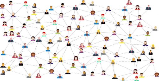 imagen que muestra una enorme red de contactos profesionales conectadas entre sí aludiendo a que las clases en línea nos dan la facilidad de nutrir nuestro networking, 